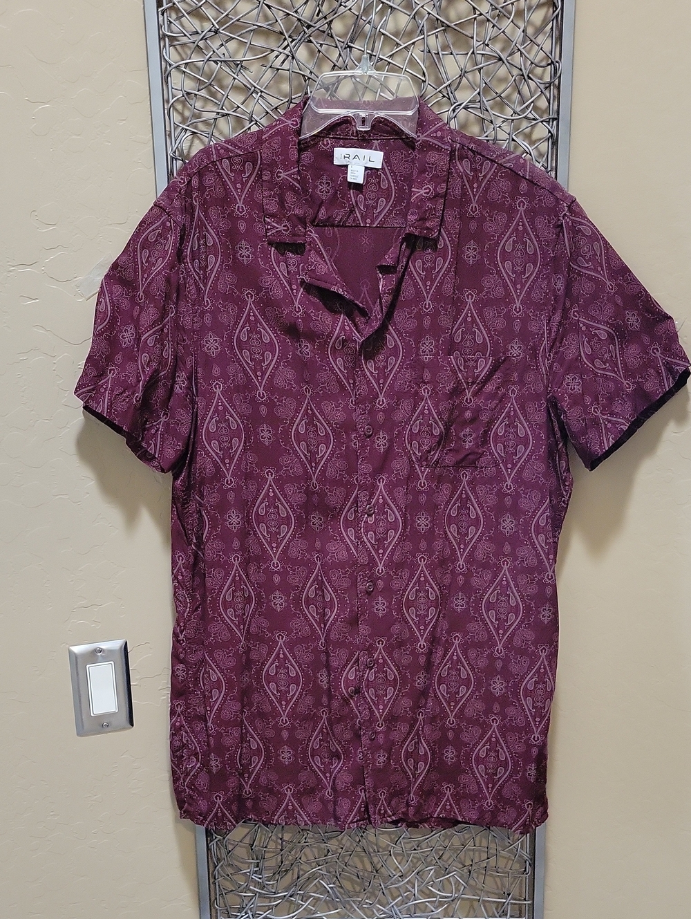 The Rail Men's Burgundy Paisley Button-Down Camp Shirt